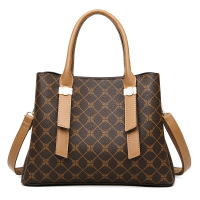 Ceba2022新款时尚气质女质感包包大容量单肩妈妈包中年女士斜挎 卡其配棕