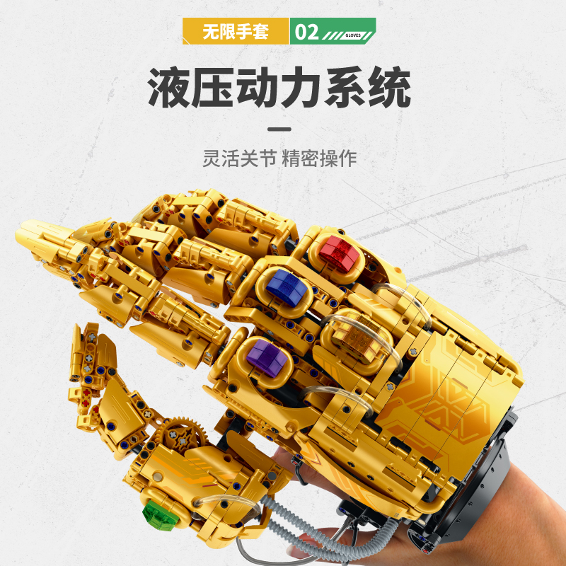 万致6839机械臂宙级黄金手套可佩戴指关节伸缩液压系统高清大图