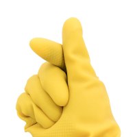 冰禹 SNll-03 加厚牛筋耐磨清洁工具 耐酸碱工业乳胶橡胶手套 劳保家务保洁洗车手套 32cm黄色乳胶 M码(1双)
