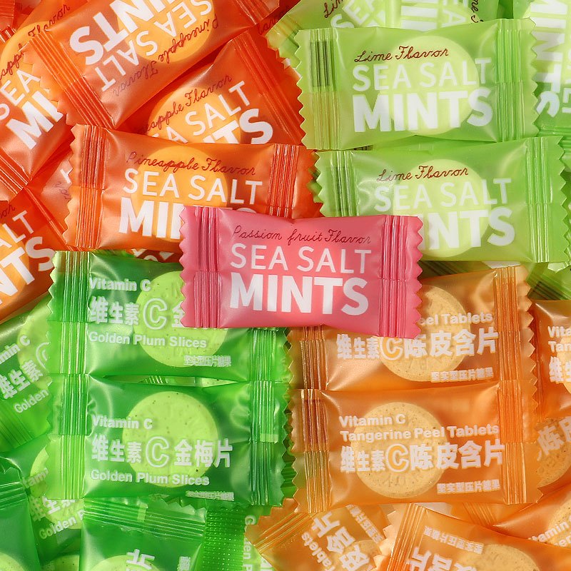 珍友丽 海盐薄荷糖(菠萝味) 100g(50颗)网红糖果儿童小零食喜糖囤货