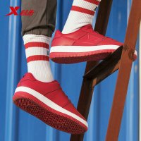 特步(Xtep)板鞋男休闲鞋黑色经典时尚舒适潮流简洁耐磨保暖男士低帮系带男鞋983419319282
