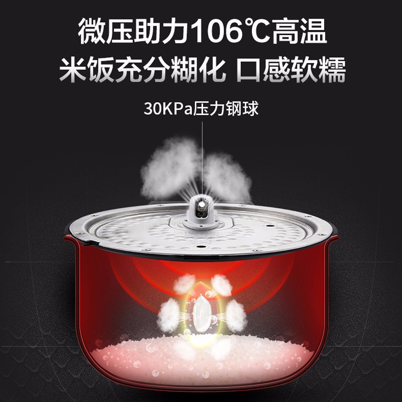 格力大松(TOSOT)电饭煲GDCF-40X65C 家用4L大容量IH电磁加热微压电饭锅预约功能紫铜内胆3-4-6人适用