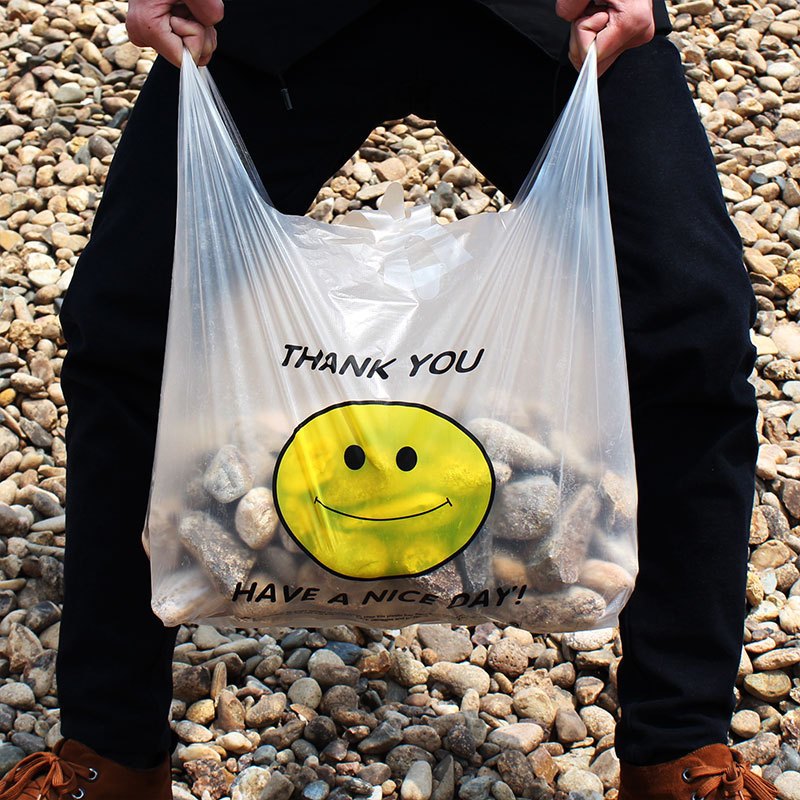 透明笑脸背心袋超市塑料袋购物袋水果袋马甲包装袋50只