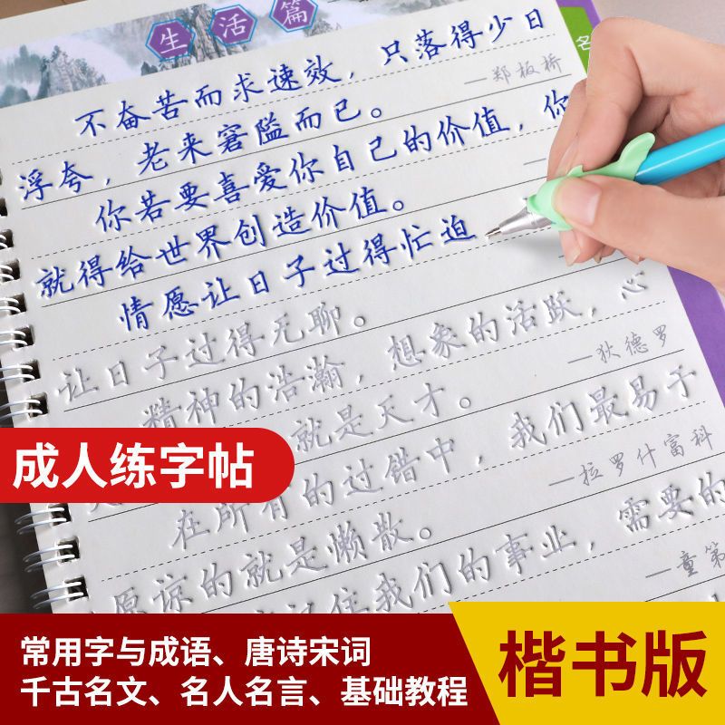 正楷练字帖成人练字帖高中初中生楷书凹槽速成练字本男女生初学者 基础教程 送1笔杆1握笔器5支笔芯