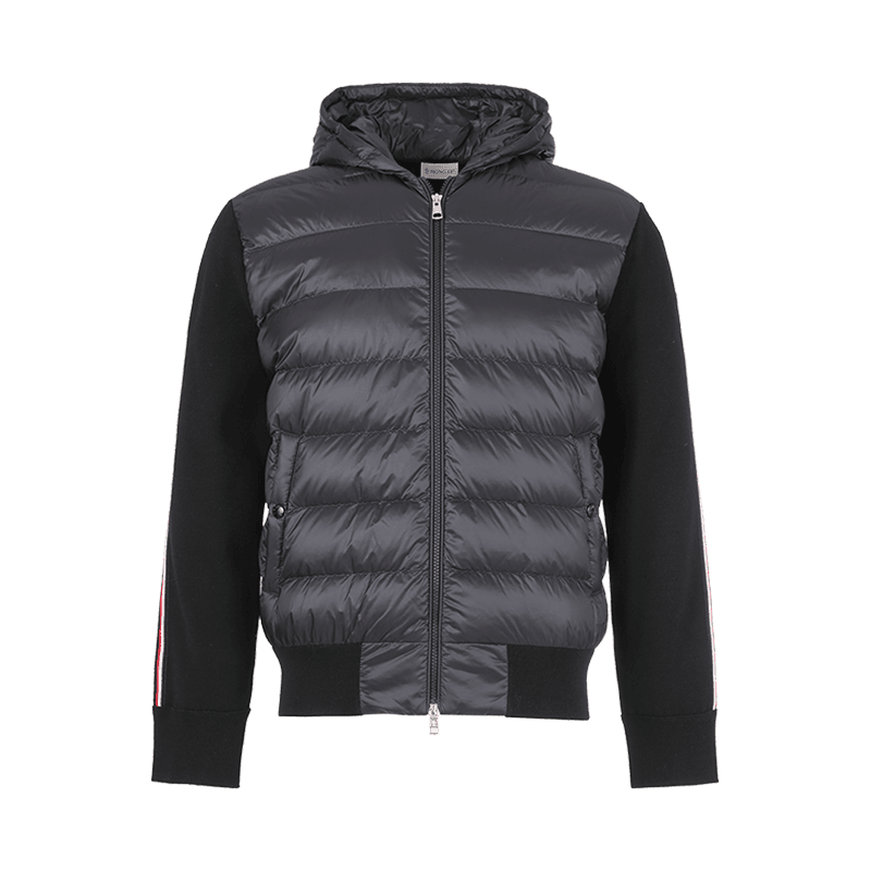 盟可睐/蒙口 moncler 男士衬垫半羽绒开衫鹅绒连帽拉链夹克上衣外套 i