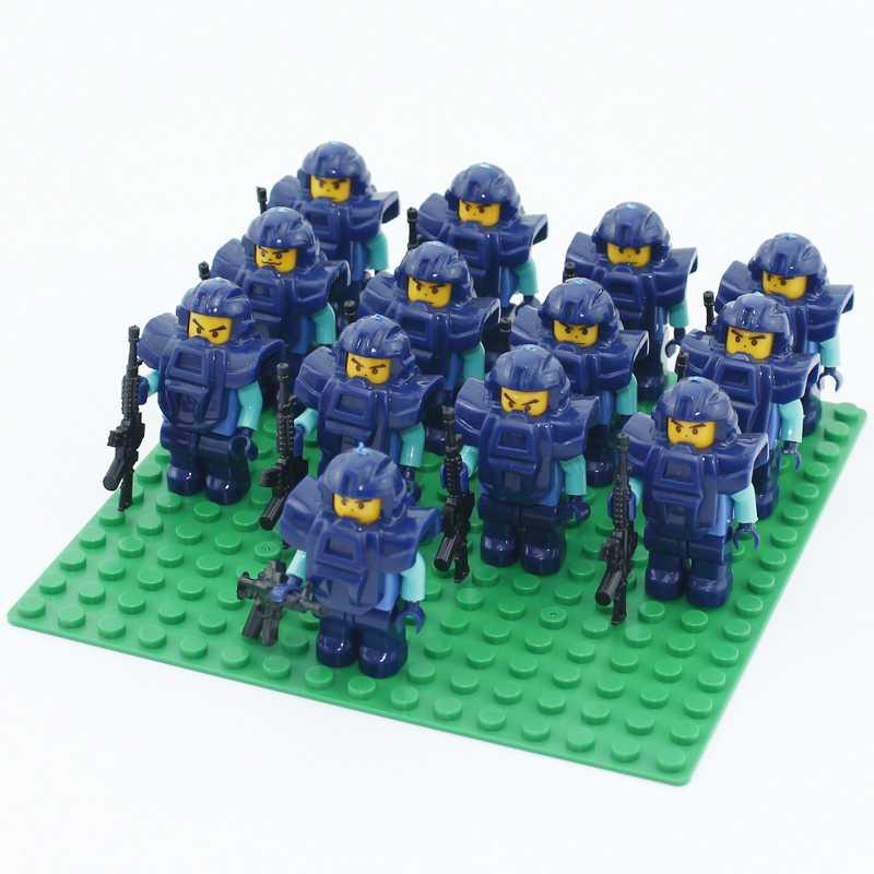 拼装积木人仔警察军事部队新年小兵人仔10岁小男孩的玩具 030警察小队高清大图