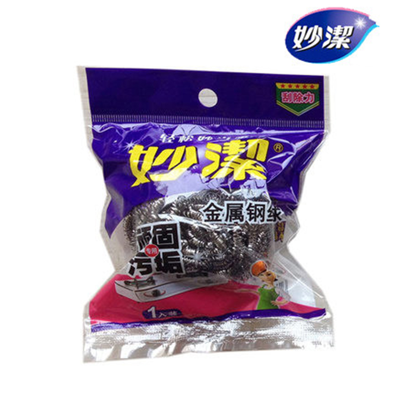 妙潔 妙洁 1018 C型金属不锈钢粗钢丝球 厨房用品清洁球 不易松散不掉屑洗碗刷洗锅刷 1只装*5包
