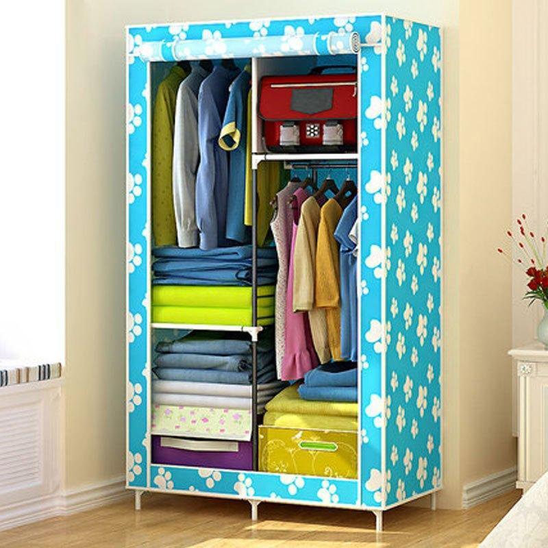 布衣柜叠加简易布艺布衣橱钢管加粗加固宿舍单人衣柜组装小号衣柜支架