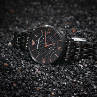 阿玛尼(EMPORIO ARMANI)欧美品牌黑夜满天星手表 佟丽娅明星同款时尚优雅休闲女士石英表 AR11245