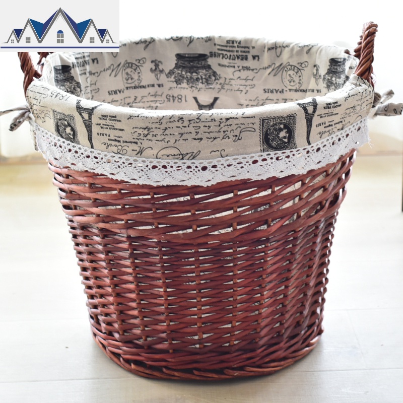 柳编收纳筐藤编脏衣篮脏衣篓火锅店衣服收纳筐热气球收纳筐编织筐 三维工匠收纳篮 棕色铁塔中号