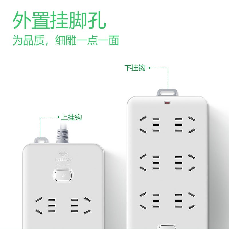 公牛(BULL)插座/插线板/插排/排插/接线板/拖线板 GN-109K 6位总控全长5米高清大图