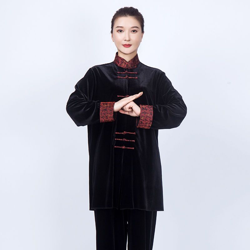 服女装2021新款金丝绒拳练功服装男春秋冬加厚保暖