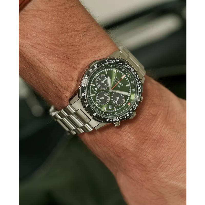 西铁城(CITIZEN)男士运动计时不锈钢腕表防水200米Citizen光动能Navihawk系列高清大图