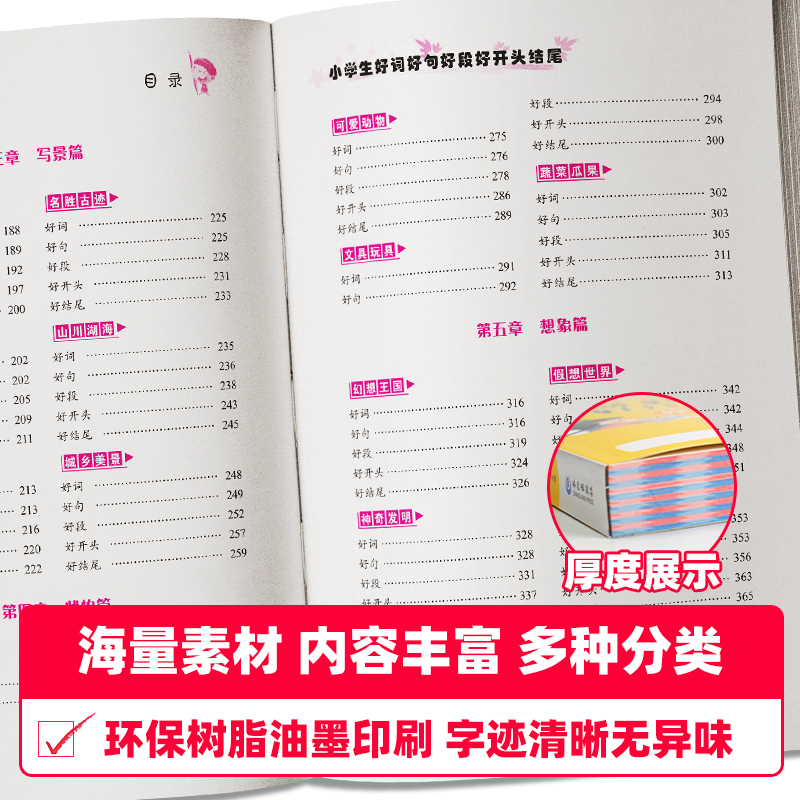 [醉染正版]好词好句好段小学生大全一年级二年级三四五六年级上好开头结尾素材积累本人教版写作技巧书籍词典优美句子摘抄本优秀高清大图