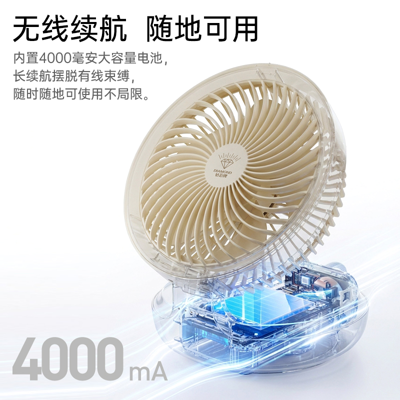 钻石牌 桌面循环扇遥控白色 E808Y高清大图