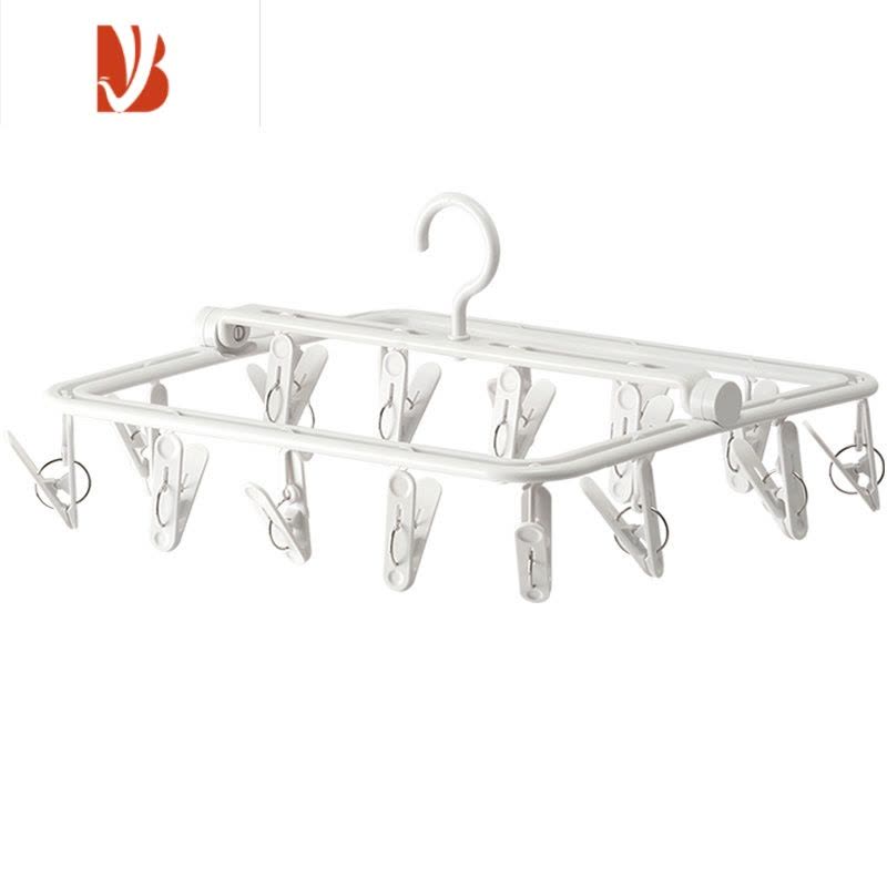 三维工匠晒袜多夹子家用多衣架挂钩内衣内裤袜子架晾衣架折叠图片