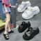 女士凉拖鞋外穿时尚ins潮2020新款欧洲站厚底内增高夏季松糕拖鞋 黑色网纱 关注店铺优先发货 35