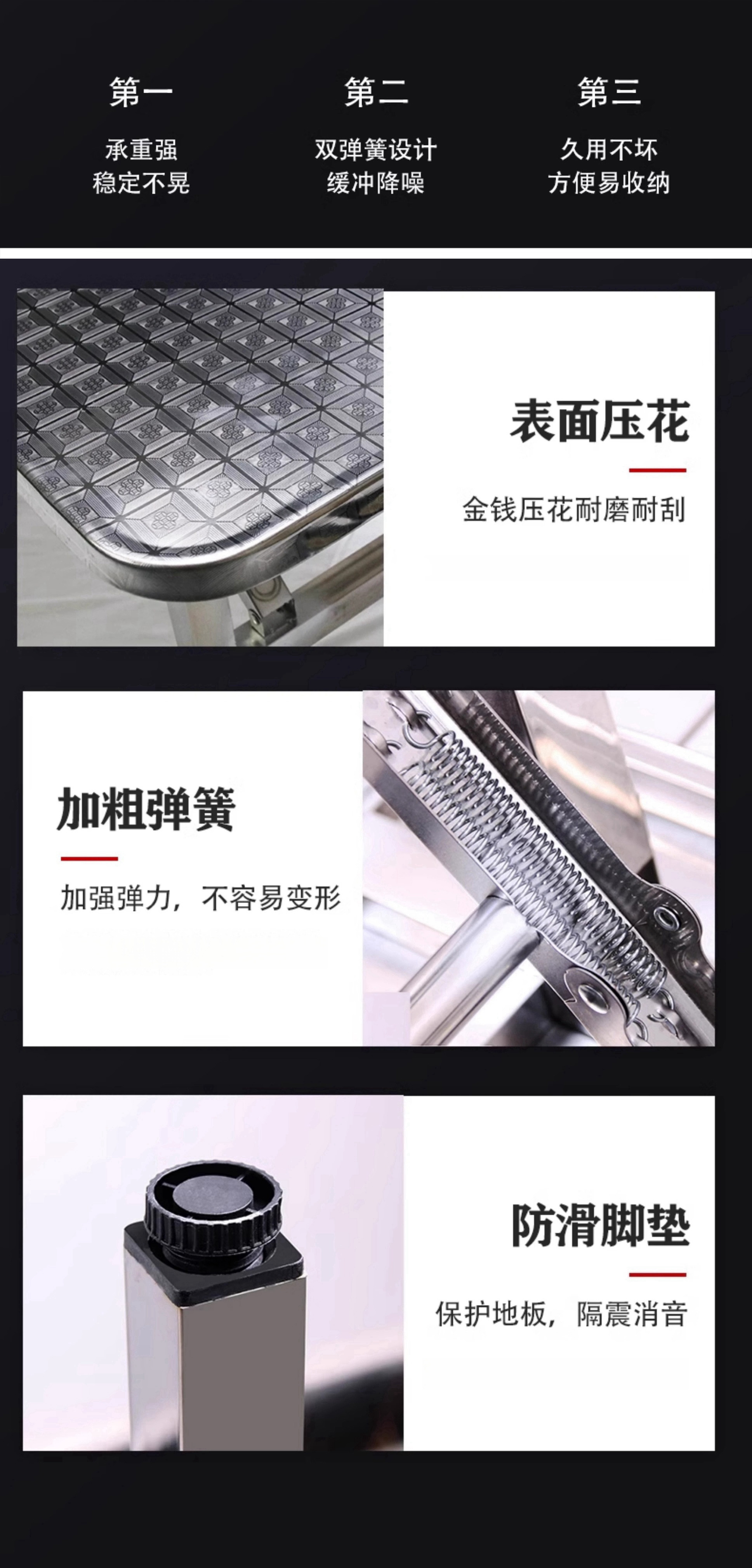 宜掌柜 不锈钢折叠桌 120*80*75cm 张高清大图