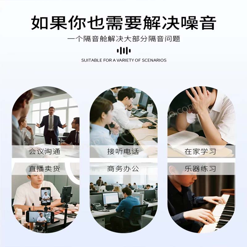 静音房 鑫蓝音坊 可移动式隔音房 洽谈学习培训静音仓 白色定制款1.1*1.1*2.3米高清大图