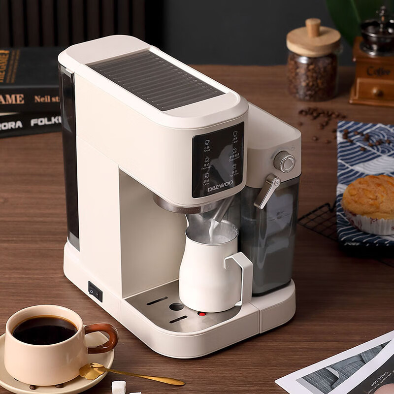 大宇DAEWOO 北欧复古风格压力咖啡机 科洛白 DY-KF10B高清大图