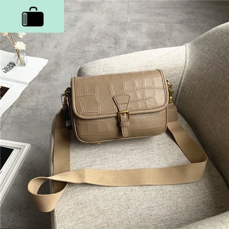 女包新款复古石头纹女包包女2019新款真马毛马鞍包单肩斜跨休闲包NEW LAKE女斜挎包图片