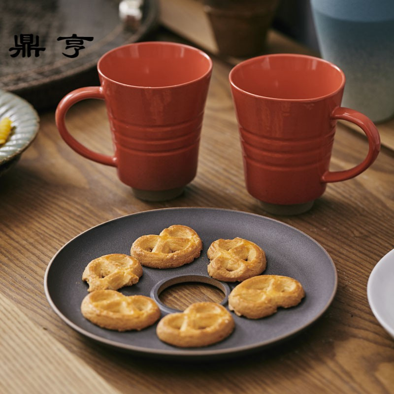 鼎亨 现代简约陶瓷马克杯时髦loft纯色创意咖啡杯碟套装耐热