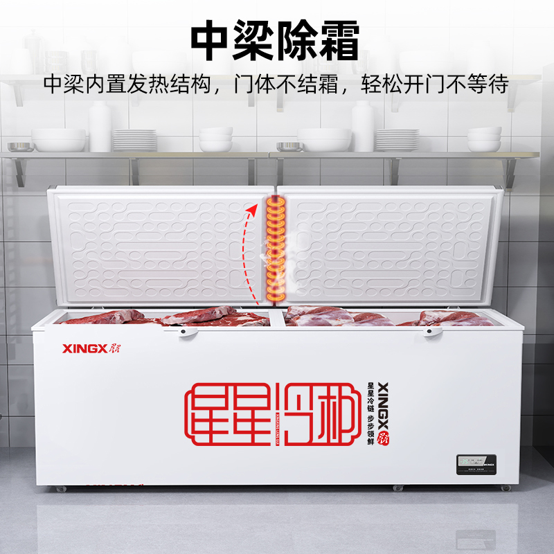 星星(XINGX)BD/BC-718GD厨房商用保鲜设备卧式冷柜单温冷藏冷冻转换家用大容量-35℃深冷速冻超市丸子雪糕柜