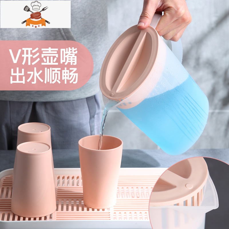 北欧冷水壶家用大容量凉水壶日式塑料冷水杯套装可高温扎壶凉茶壶 敬平高清大图
