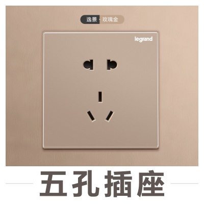 罗格朗(Legrand)开关插座官方旗舰店86型大面板五孔墙壁多孔USB逸景玫瑰金家用暗装5孔电源插座