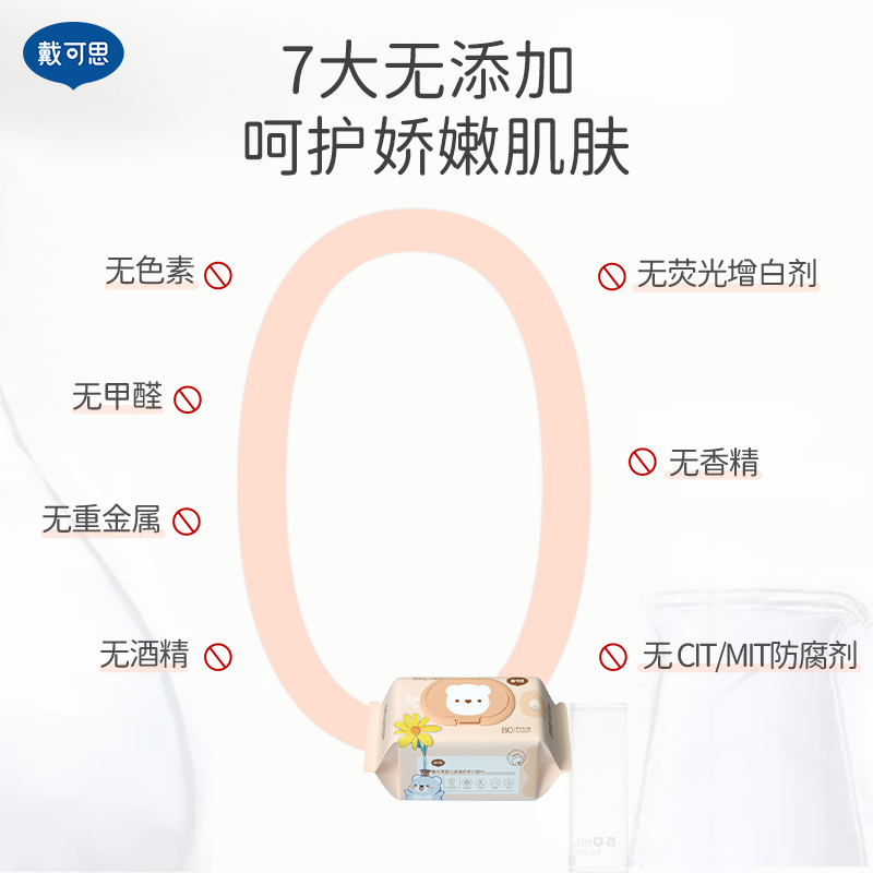 戴可思 婴儿金盏花手口湿巾80抽x6包粉色款高清大图