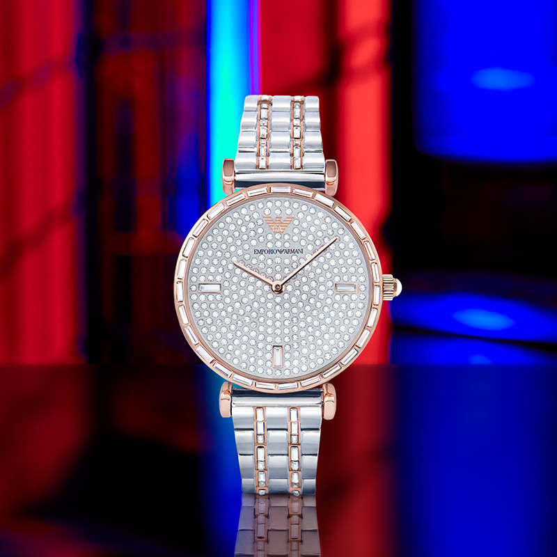 阿玛尼(EMPORIO.ARMANI)满天星手表 满钻钢带时尚休闲百搭石英表女士腕表AR11293高清大图