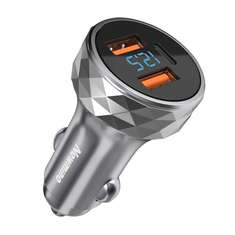 纽曼(Newmine)金属车充HC29银色车载充电器快充一拖三车充点烟器转换插头汽车通用USB转接口高清大图