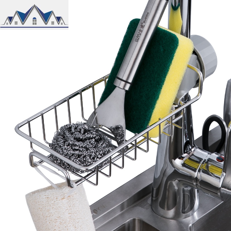 厨房收纳神器不锈钢水龙头置物架挂篮海绵沥水架水收纳架抹布架_26_692高清大图