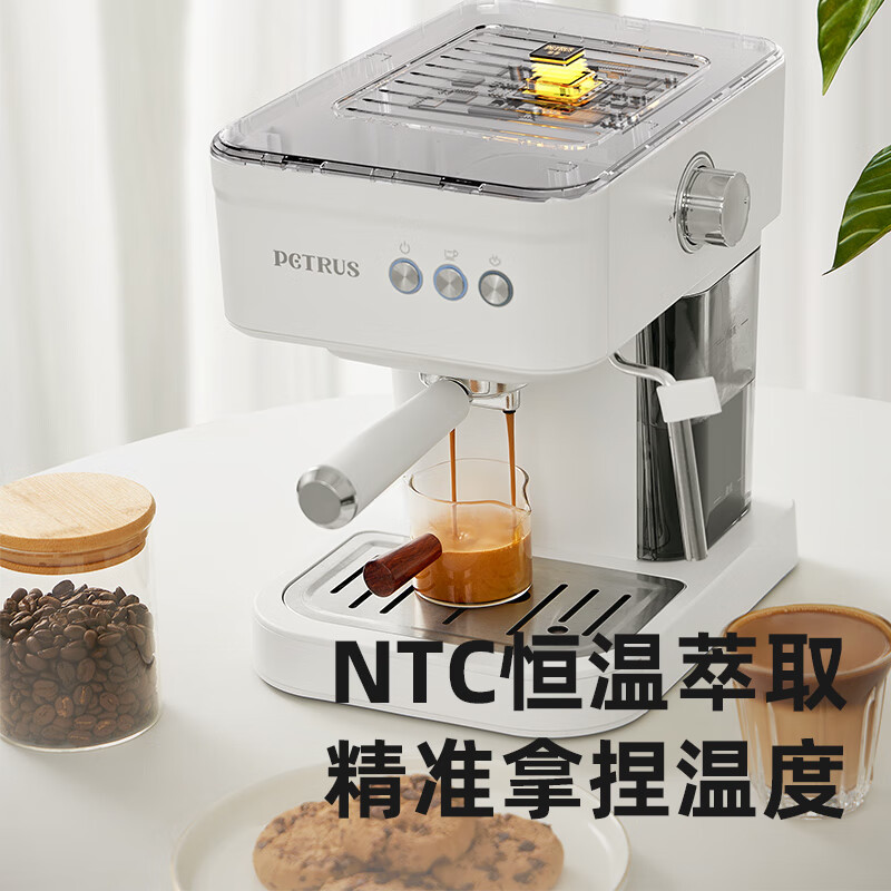 柏翠奶白色意式压力咖啡机PE2170高清大图