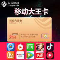 中国移动大王卡全国日租卡移动卡4g上网卡电话卡全国通用不限流量0月租手机卡（6个月免费体验）