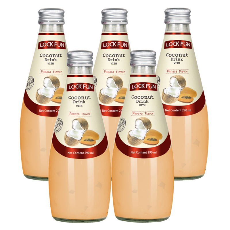 效期至23年7月20日 乐可芬 泰国原装进口椰果椰汁饮料多口味果汁椰子水饮品 [木瓜味]290ml*5瓶特价装