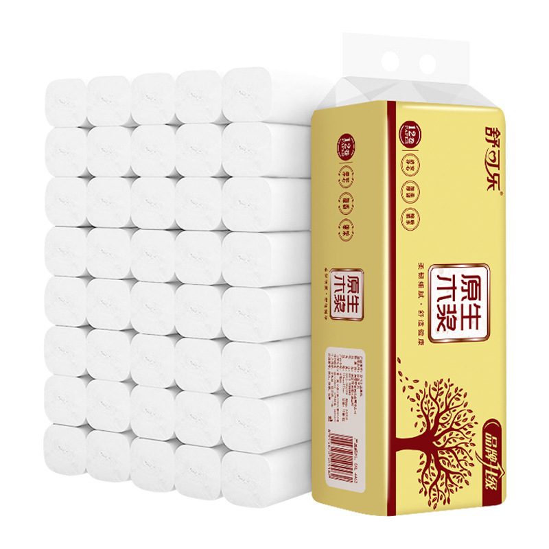 舒克乐 原生木浆无芯36卷/3提(400g*3)装卫生纸卷纸家用实惠装餐巾纸擦手纸巾厕所纸 36卷/3提装