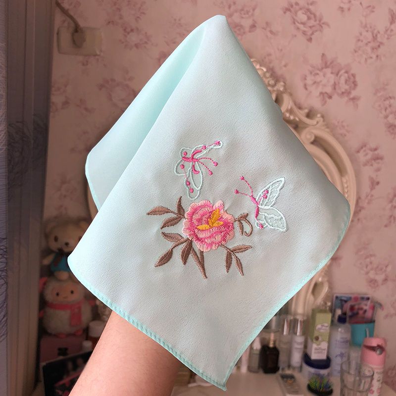 纯色无刺绣手帕备注色号江南水乡古风丝绸小刺绣手绢雪纺绣花格格手帕