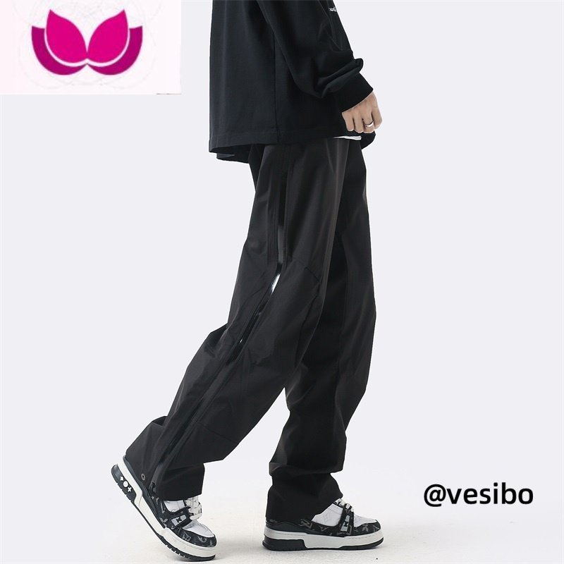 七斓美式机能冲锋裤男春季高街vibe复古黑色工装裤设计感拉链休闲长裤