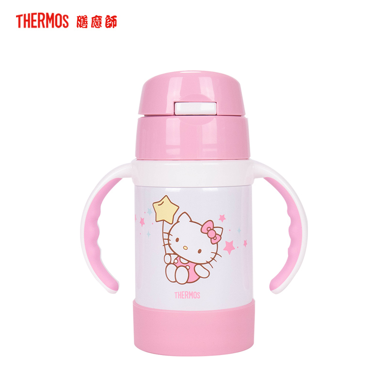 膳魔师不锈钢儿童保温吸管杯FEC-280S-PK(KT)淡粉约280ML /304不锈钢/THERMOS保温杯保温壶