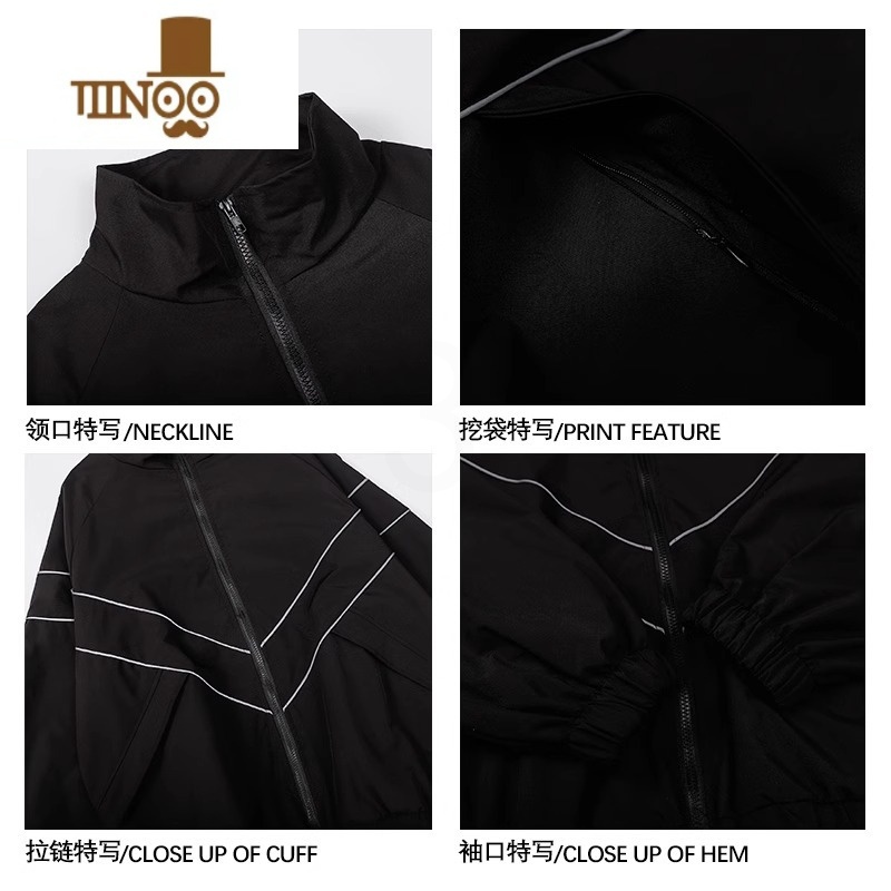 YANXU运动外套冲锋衣夹克衫立领潮牌纯色男女休闲宽松百搭情侣港风高清大图