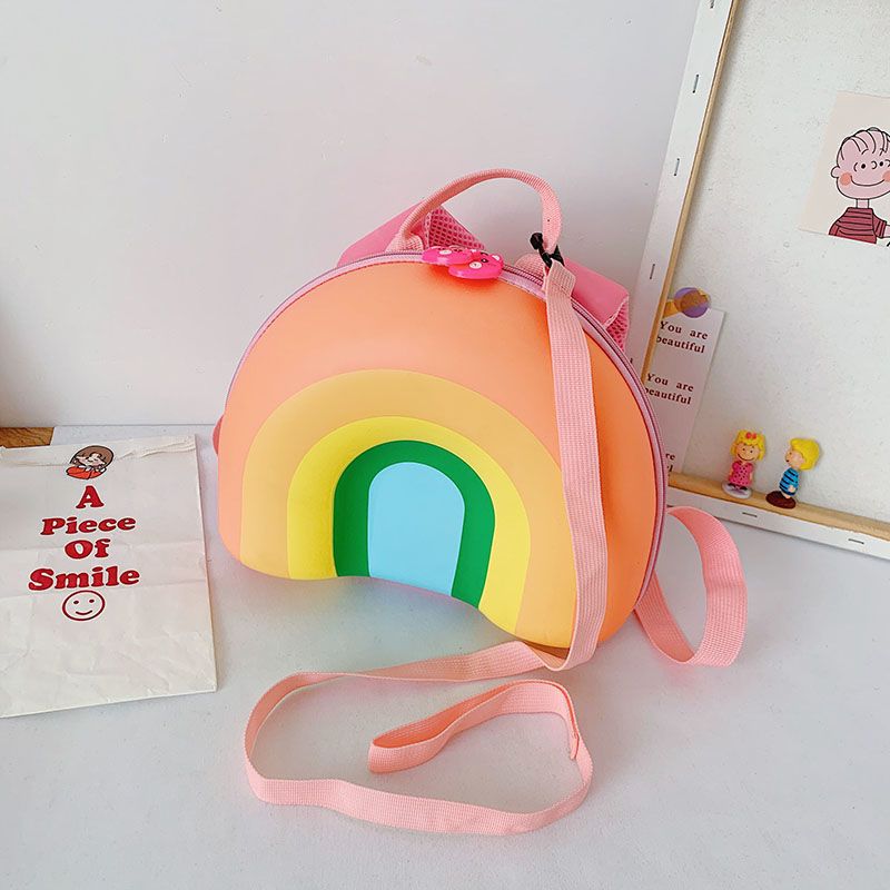 彩虹色(收藏送绳扣) 儿童卡通书包幼儿园男宝宝1-3-5岁女孩可爱蛋壳
