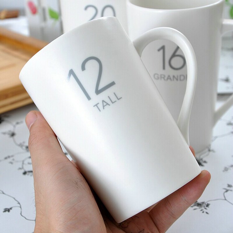 陶瓷茶杯 XTL574 12盎司磨砂数字哑光办公家用水杯茶杯 （个）