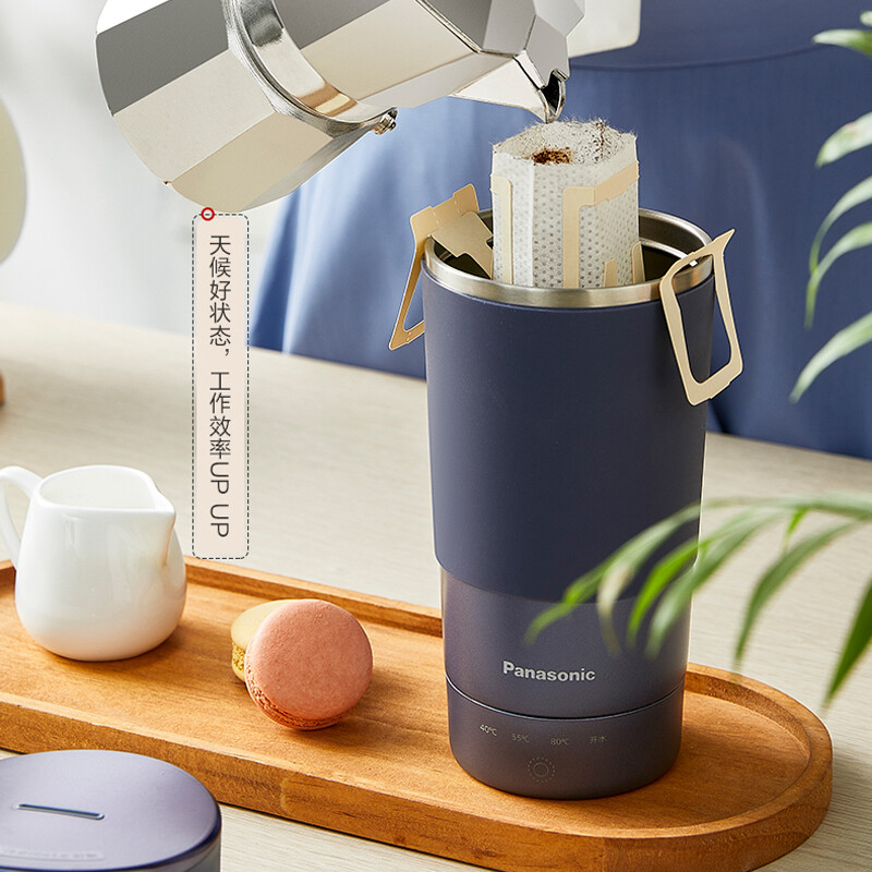 松下(Panasonic)便携式烧水杯 蓝色 随行冲奶泡茶办公室养生保温杯NC-K501ASQ高清大图