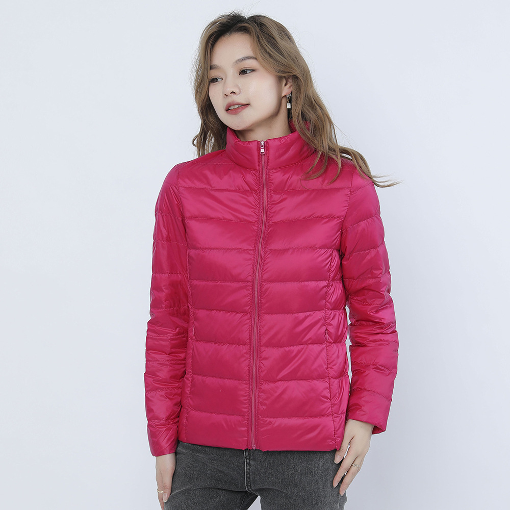 女式简约羽绒纯色女立领女装轻薄款羽绒服女士加大码_745402