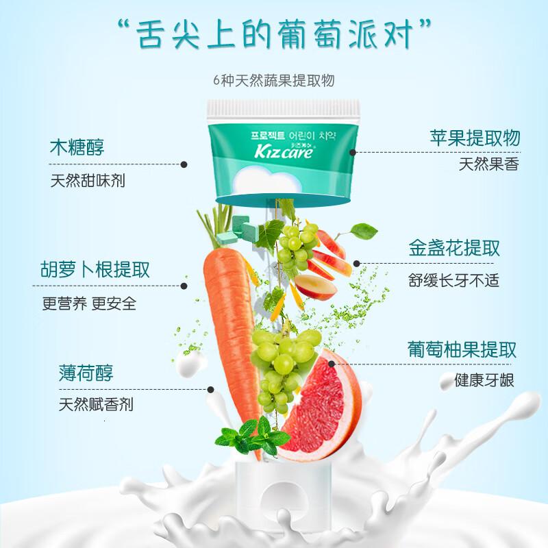 無瑾花 韩国进口 儿童牙膏80g(葡萄味)天然果蔬无氟防蛀高清大图