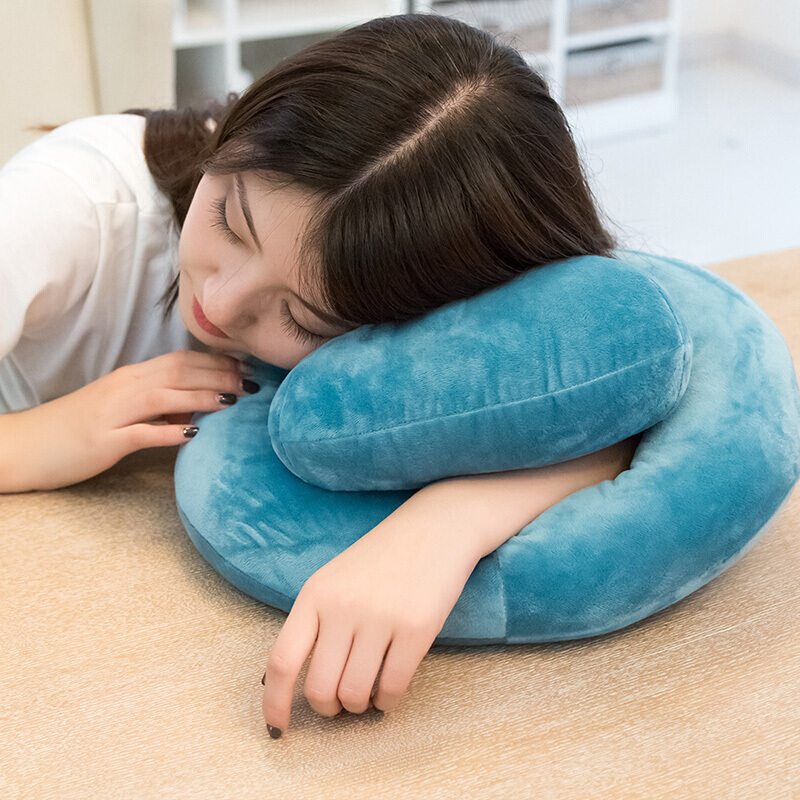 办公室午睡枕抱枕趴睡枕学生趴趴枕靠枕靠垫午休睡觉神器夏季枕头浅灰色送换洗枕套36X30X18cm(送眼罩)