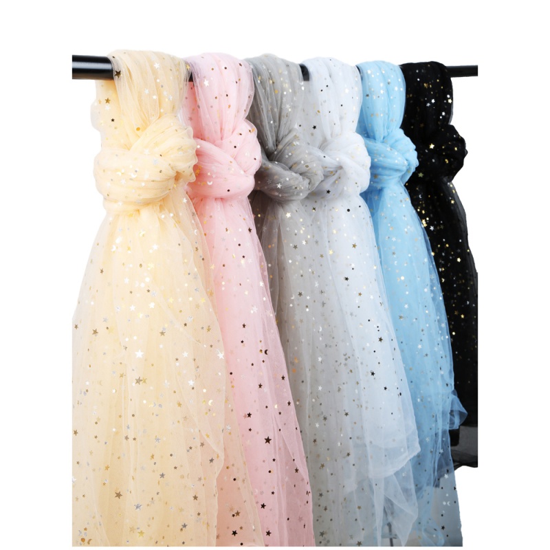 家柏饰(CORATED)星星纱布料 星空纱网纱美甲纱布亮片蕾丝布料粉色 拍照背景布 烟灰色/2米价高清大图