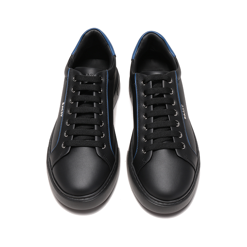 巴利bally男士牛皮黑色蓝尾系带休闲运动鞋板鞋manuel6302808