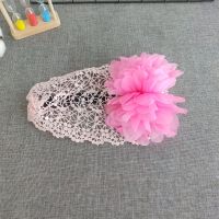 儿童婴儿发饰 女宝宝百日周岁头饰发网 宝宝假发发带蝴蝶发带 粉色双花发带 6-36个月头围45-52cm